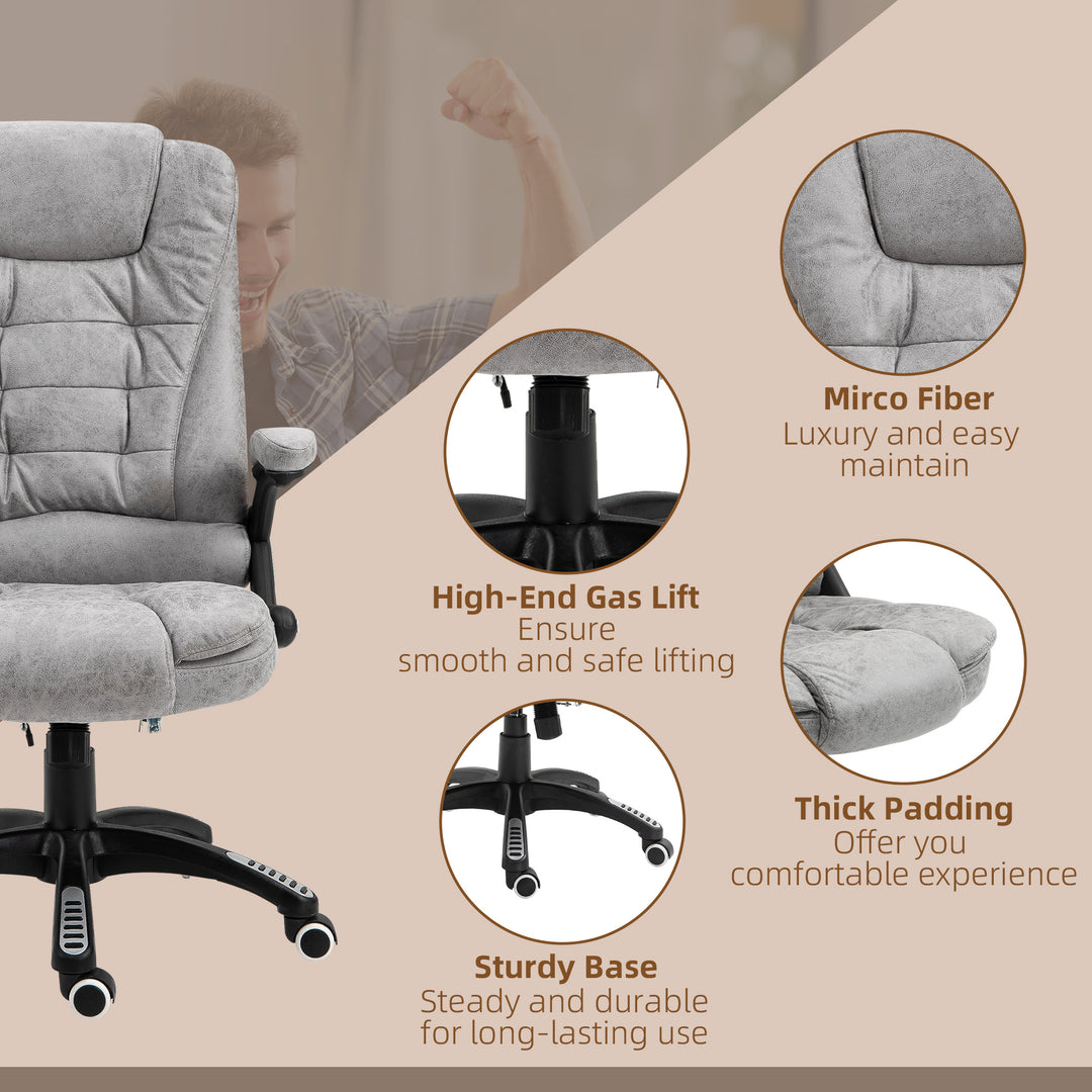 Vinsetto Heated Massage Recliner Chair with Six Massage Points, Microfiber Cloth, 360 Swivel, Grey