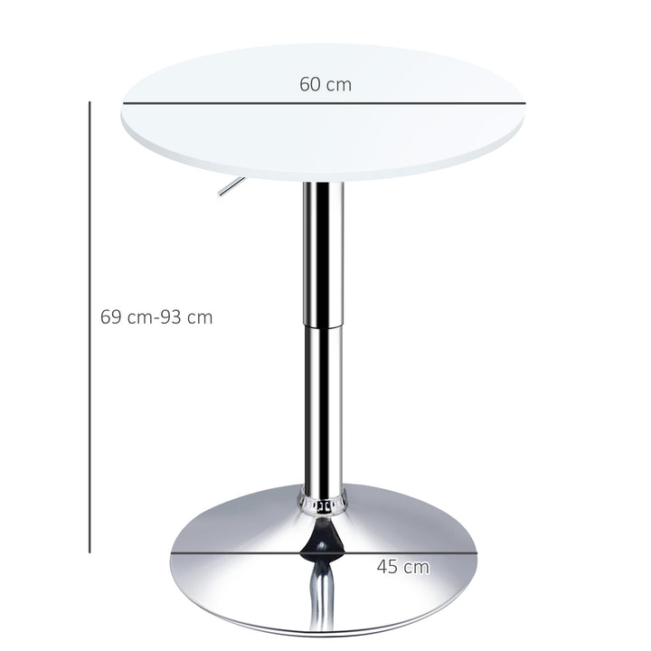 MCL Bar Table 60cm Adjustable Height Round Bistro Table w/ Swivel Top Metal Frame Counter Surface Stylish Kitchen Conservatory White