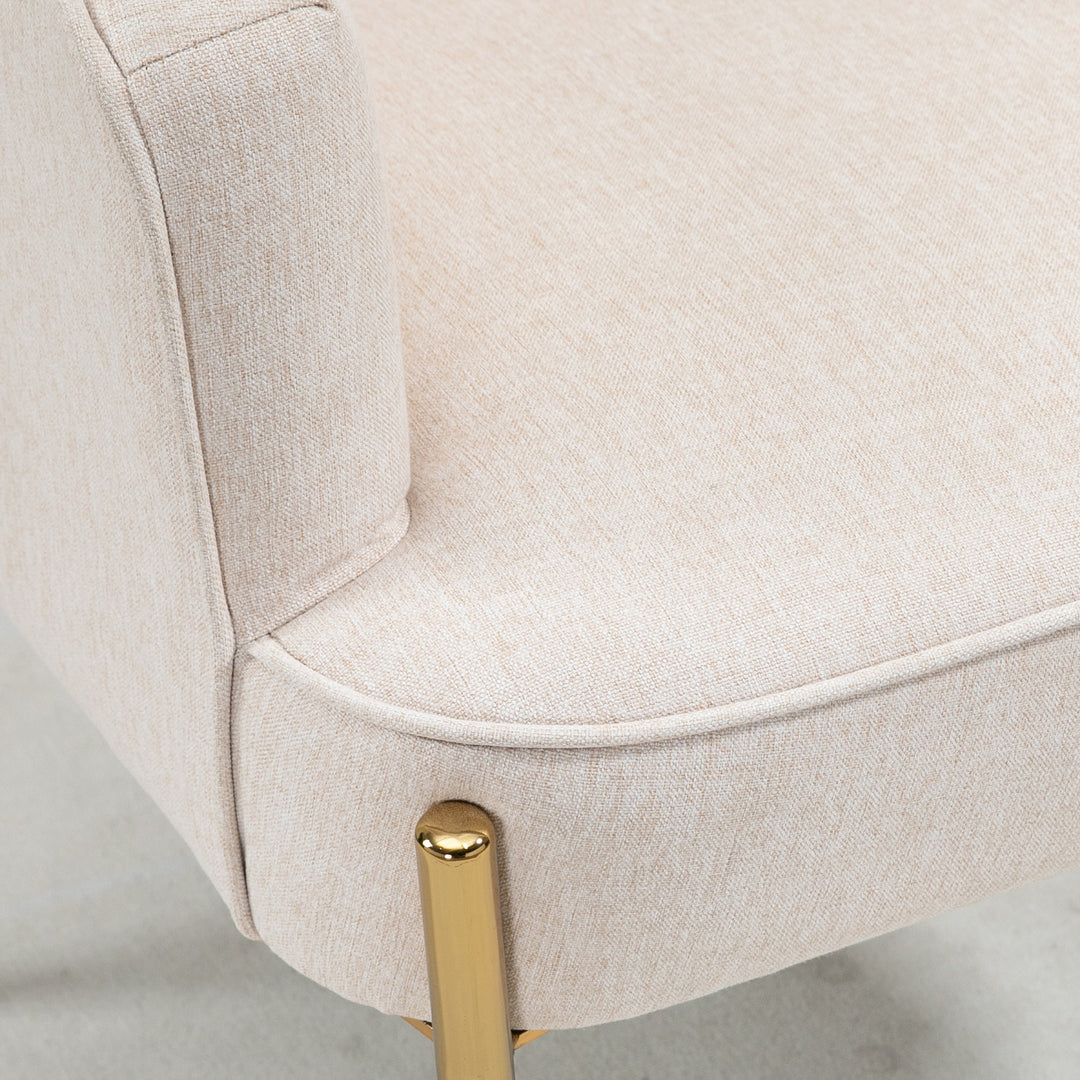 Accent Chair, Living Room Armchair, Vanity Chair with Gold Plating Metal Legs and Soft Padded Seat for Bedroom and Café, Set of 2, White