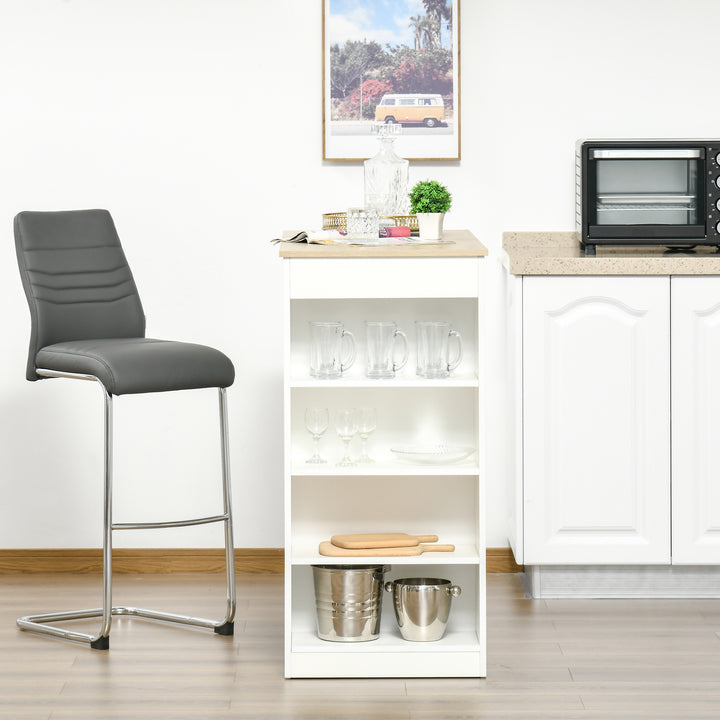 Bar Table, Dining Table with 4-Tier Storage Shelf for Breakfast Bar, Kitchen, Dining Room, Living Room, Natural