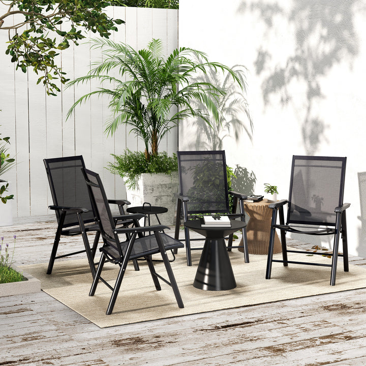 Set of Four Folding Garden Chairs - Black