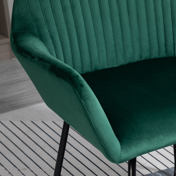 HOMCOM Velvet Armchair Duo: Luxurious Lounge Seating with Metal Base, Emerald Green | Aosom UK