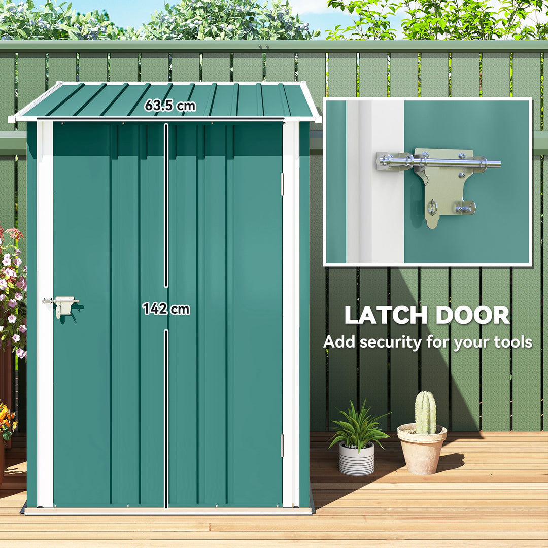 3.3 x 3.4ft Lean To Steel Garden Shed, with Locking Door - Green