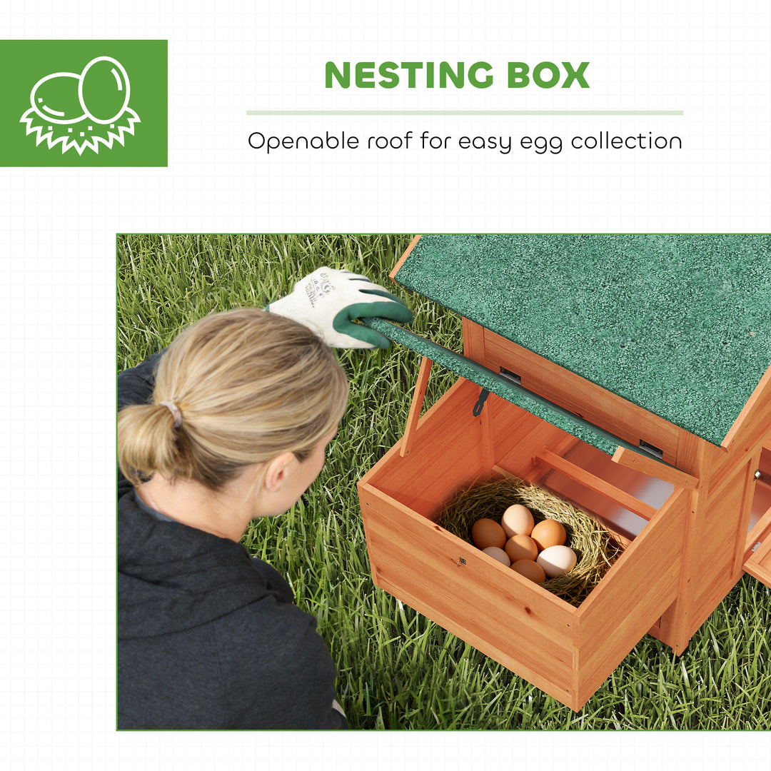 Chicken Coop, Wooden Hen House with Nesting Box, Pull-Out Tray, Slidin