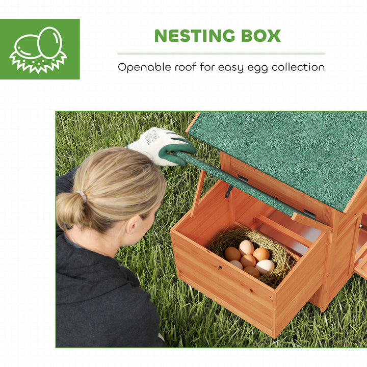 Chicken Coop, Wooden Hen House with Nesting Box, Pull-Out Tray, Slidin