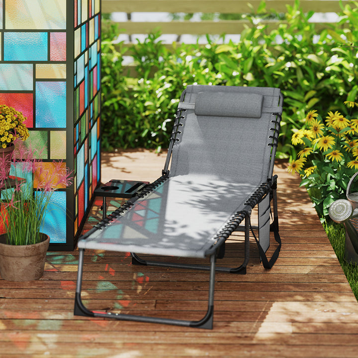 Five-Position Reclining Sun Lounger - Grey