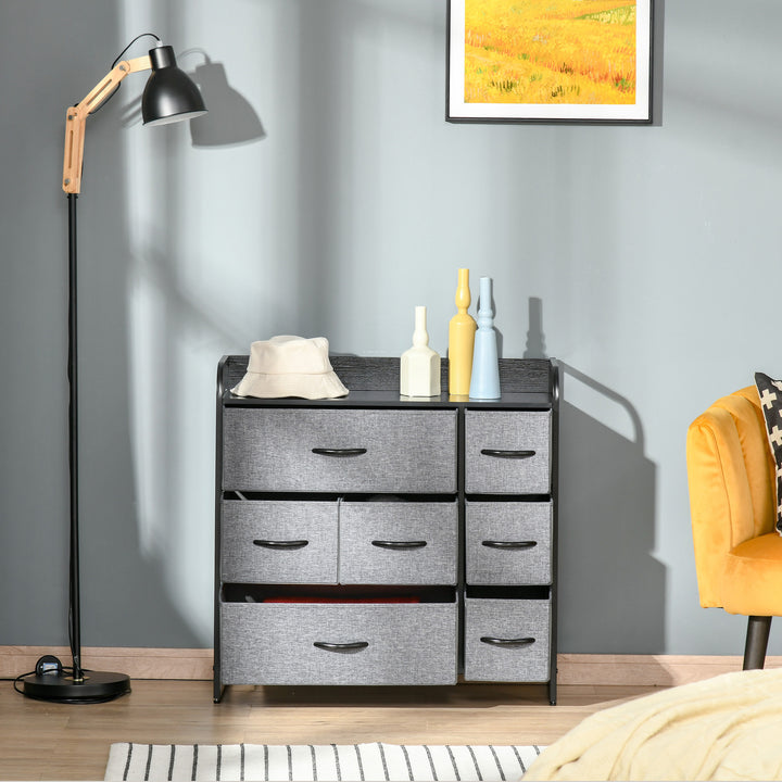 Chest of Drawers with 7 Foldable Drawers, 3-Tier Fabric Bedroom Dresser, Clothes Storage Unit for Bedroom, Living Room, Grey