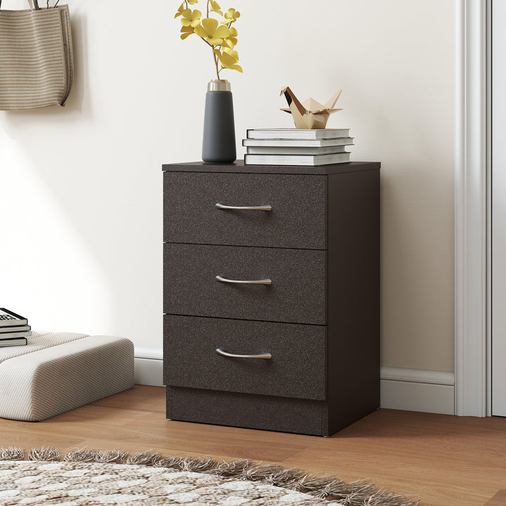 Three-Drawer Simple Bedside Table - Black