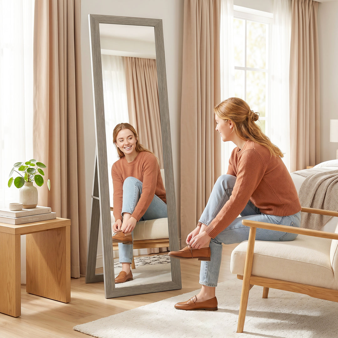 Full Length Mirror, 37 x 157 cm, Hanging or Freestanding, Rectangular 