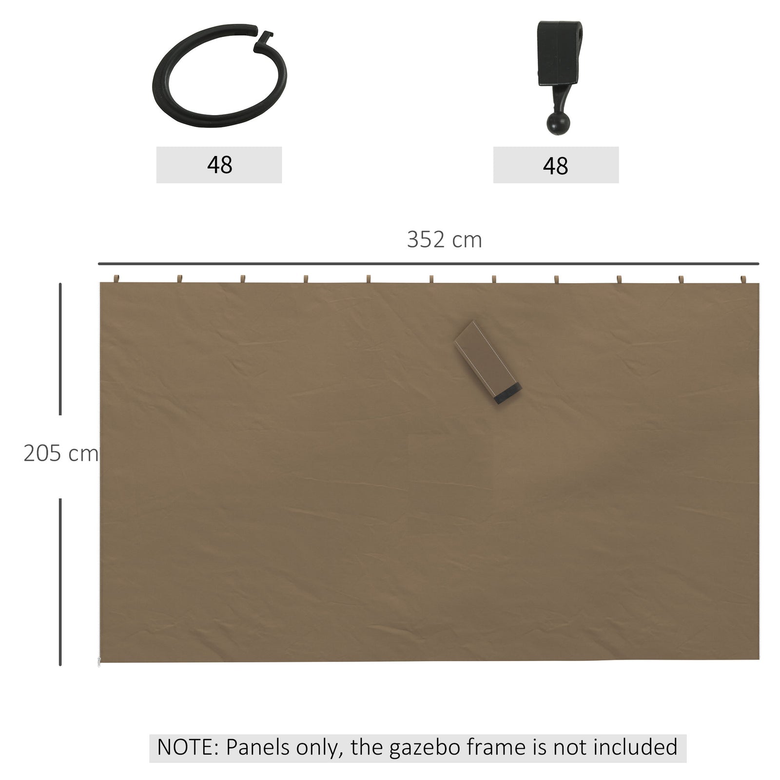 4 Pack Replacement Gazebo Curtains Privacy Panel for Most 3 x 4m Gazeb