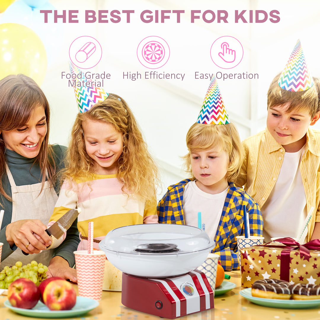 MCL Candy Floss Machine for Kids & Adults, 550W  Retro Cotton Maker for Sugar or Candies,  Including 10 Candyfloss Sticks, Non-Slip Base, Red & White