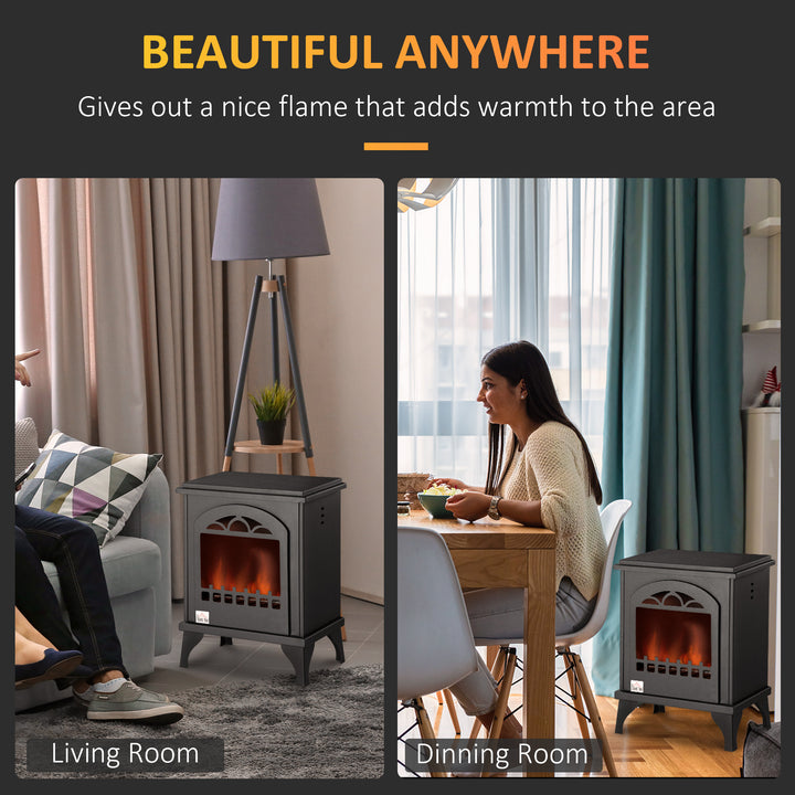 Free Standing Ethanol Fireplace, Bioethanol Heater Stove Fire with 0.9L Tank, 3 Hours Burning Time, Black