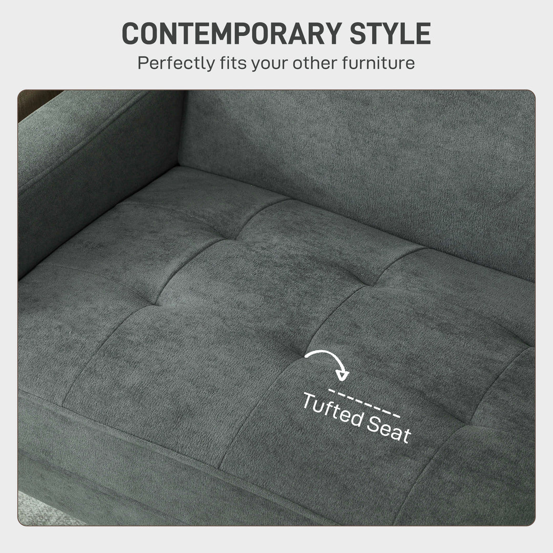 Two-Seater Velvet-Feel Sofa - Grey