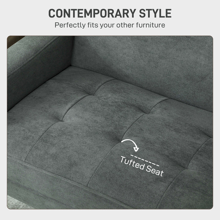 Two-Seater Velvet-Feel Sofa - Grey