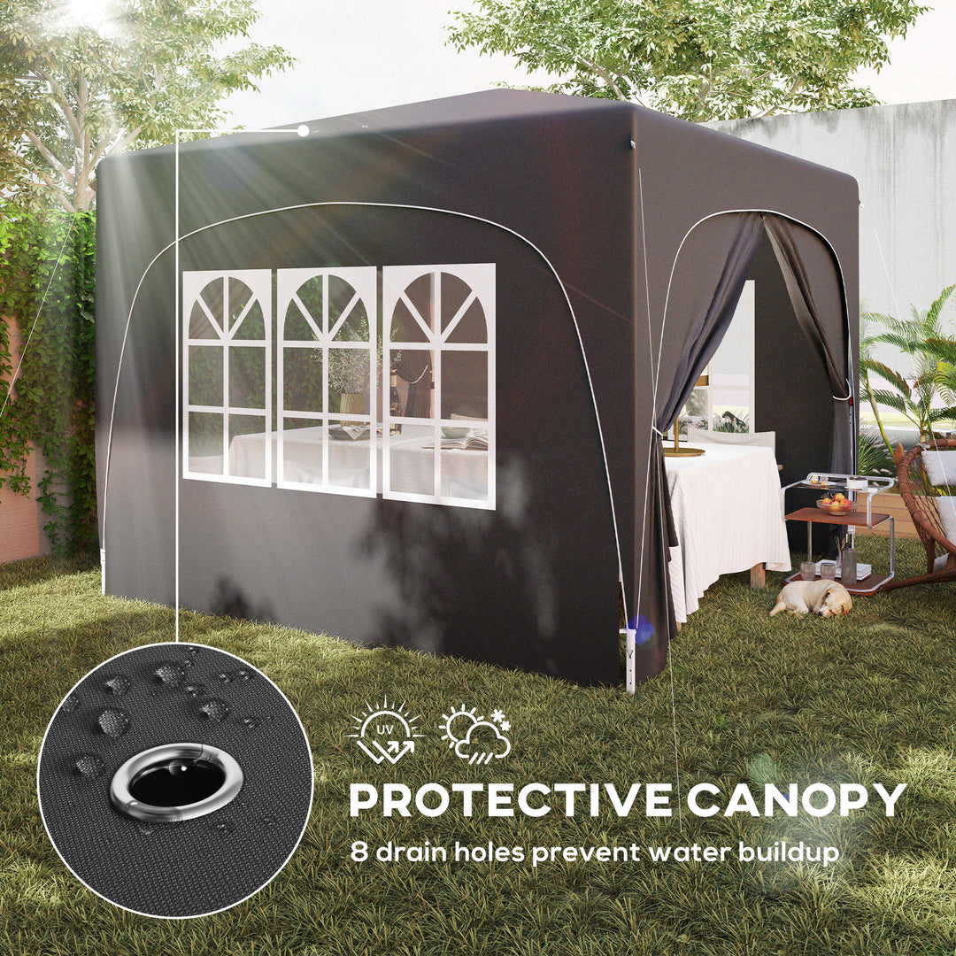 3 x 3m Pop-Up Gazebo Shelter, with Accessories - Black