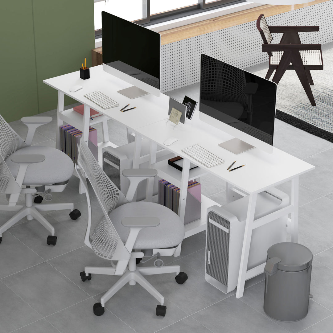 Compact Computer Desk with Storage Shelves, Study Table with Bookshelf, PC Table Workstation for Home Office, Study, Easy Assembly, 106 x 51cm, White