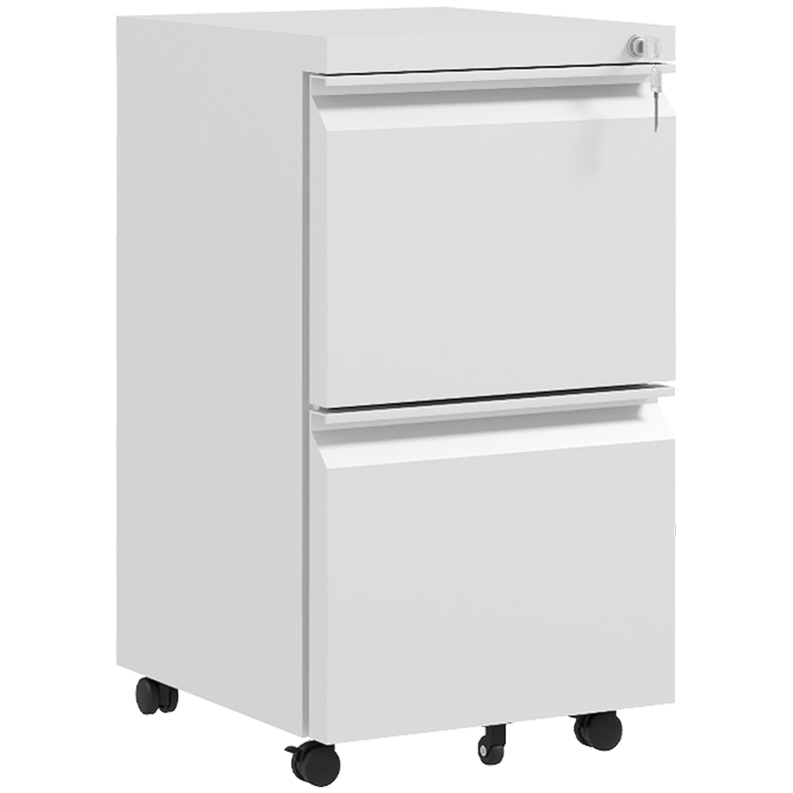 2-Drawer Mobile Filing Cabinet, Steel Lockable File Cabinet for Letter, A4 and Legal Size, Pre-Assembled Body, White