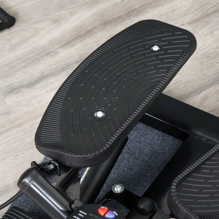 MCL Portable Mini Stepper, Exercise Fitness Machine for Legs Arms Thigh Toner Toning Machine, Stair Steps Workout Training Fitness, w/ Resistance Bands and Floor Mat, Black