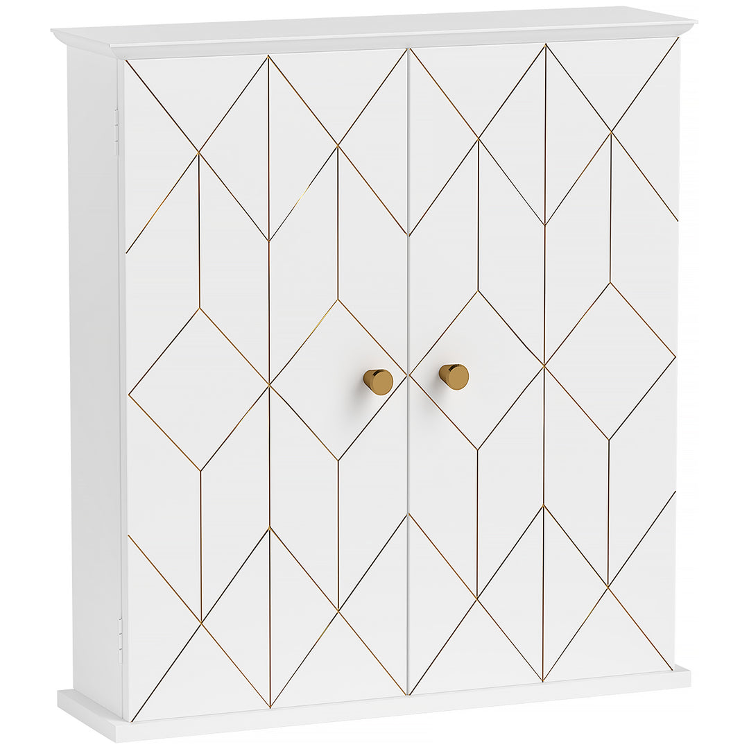 Bathroom Cabinet Wall Mounted, Bathroom Wall Cabinet Medicine Cabinet with 2 Doors, Adjustable Shelf, White