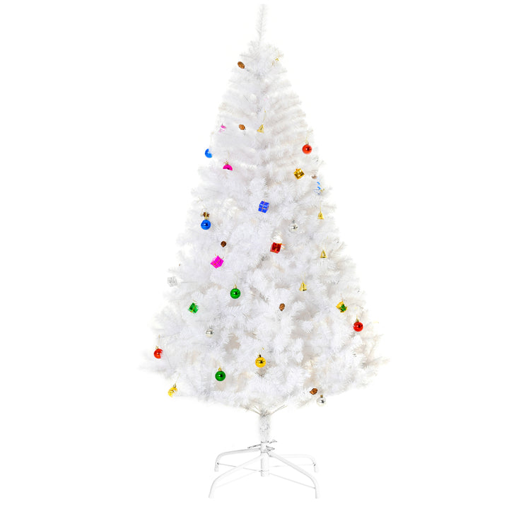 HOMCOM 6ft Snow Artificial Christmas Tree w/Metal Stand Decorations Home Seasonal Elegant Faux | Aosom UK