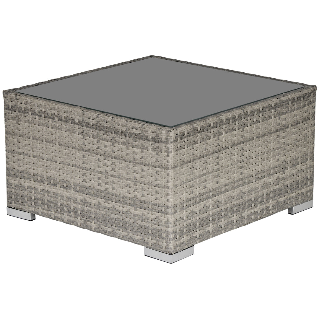 MCL Square PE Wicker Rattan Table, with Glass Top - Light Grey
