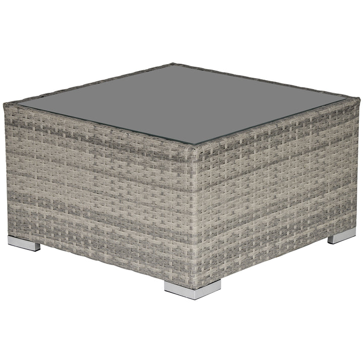 MCL Square PE Wicker Rattan Table, with Glass Top - Light Grey