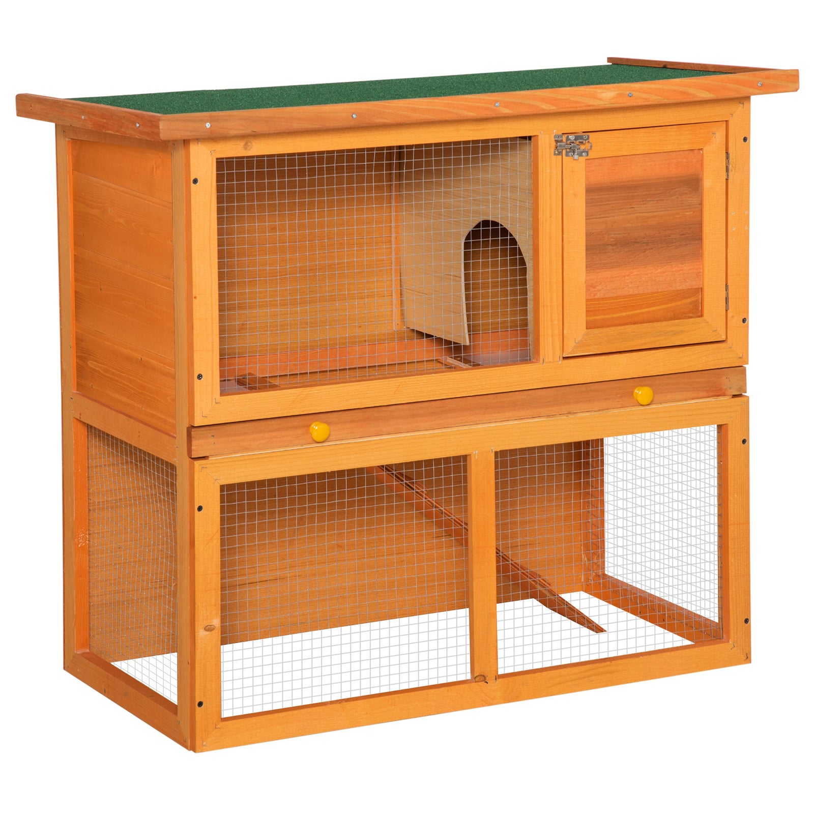 Rabbit Hutch Outdoor Guinea Pig Hutch Wooden Pet Cage Run 2-Tier with Opening Top, 90 x 45 x 80cm