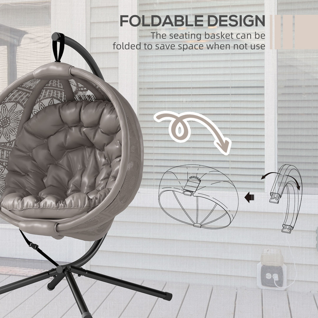 Round Egg Basket Chair, with Steel Stand, Sand