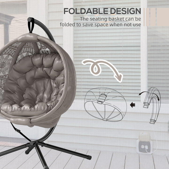 Round Egg Basket Chair, with Steel Stand, Sand