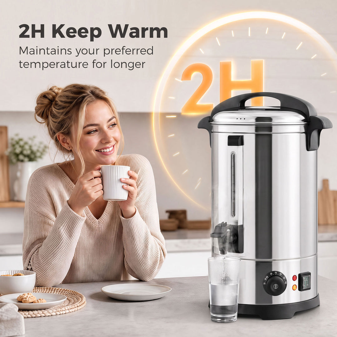 13L Catering Urn, 2500W Stainless Steel Hot Water Boiler Dispenser wit