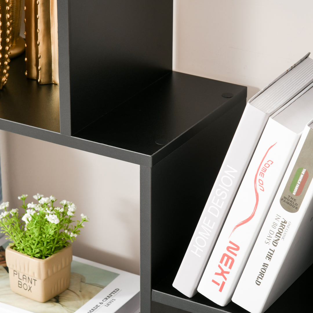 8-Tier Freestanding Bookcase w/ Melamine Surface Anti-Tipping Foot Pads Home Display Storage Grid Stand Bedroom Living Room Furniture Modern Style - Black