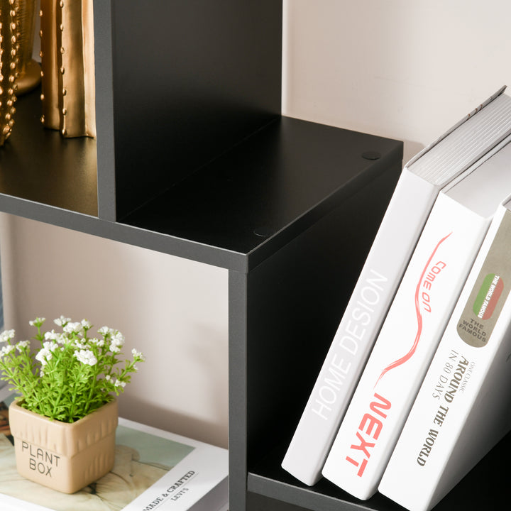 8-Tier Freestanding Bookcase w/ Melamine Surface Anti-Tipping Foot Pads Home Display Storage Grid Stand Bedroom Living Room Furniture Modern Style - Black