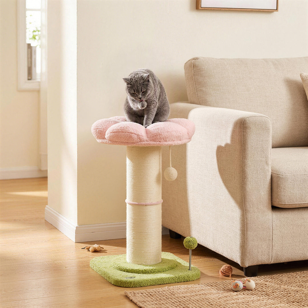 Cat Tree, Flower Cat Scratching Post with Thick Sisal Post, Dangling - view 2