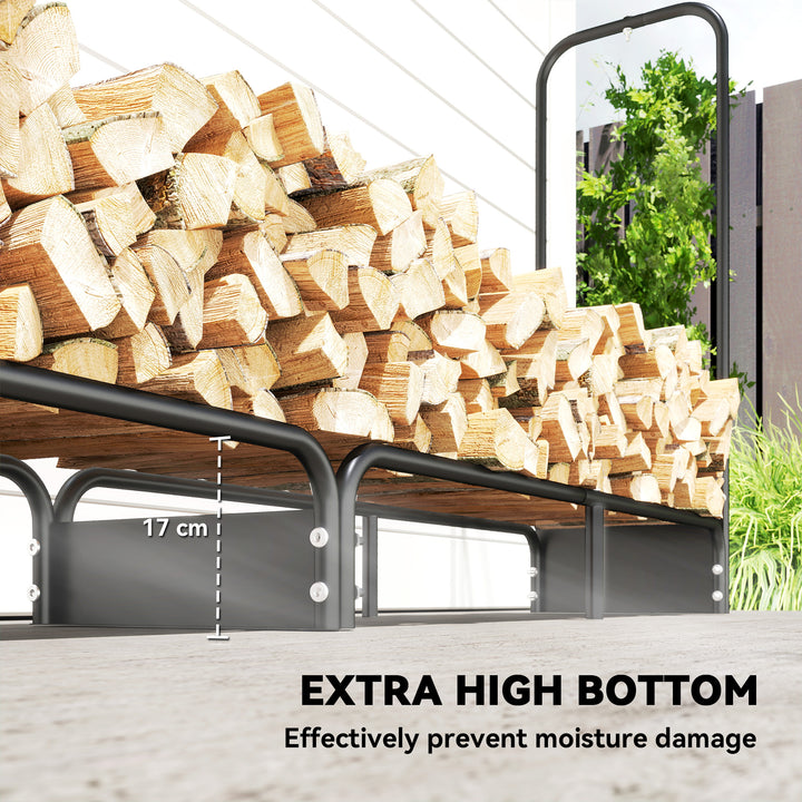 MCL 8.5ft Firewood Rack, Heavy Duty Log Storage Holder with Waterproof 600D Oxford Log Cover for Fireplace Fire Pits Outdoor Patio Wood Storage, 300 kg Large Capacity, Black