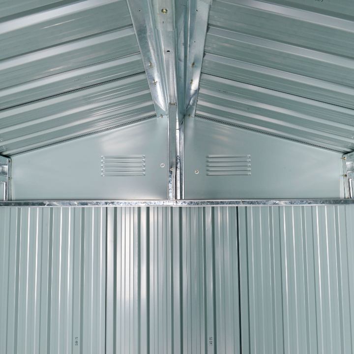 8 x 6ft Galvanised Steel Shed, with Double Door - Light Grey