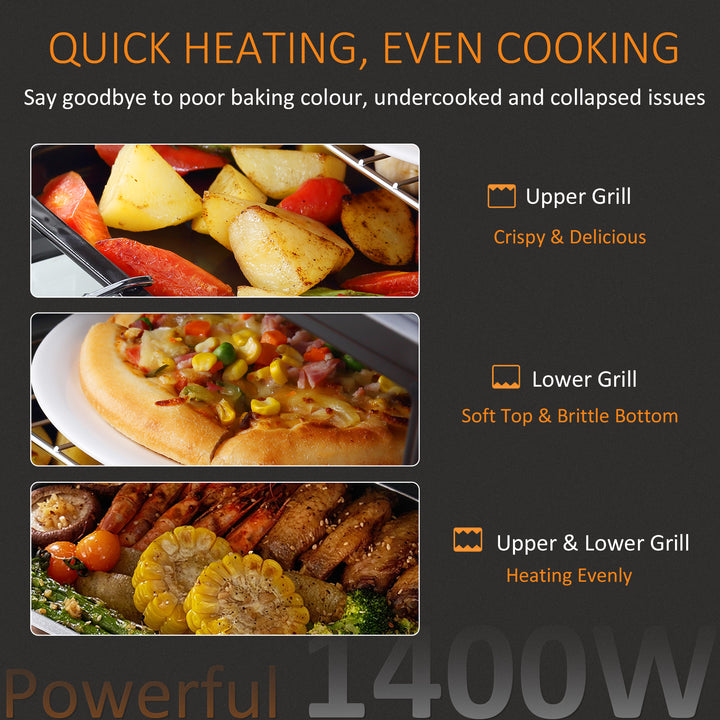 16L Mini 1400W Countertop Oven - Black/Silver Tone