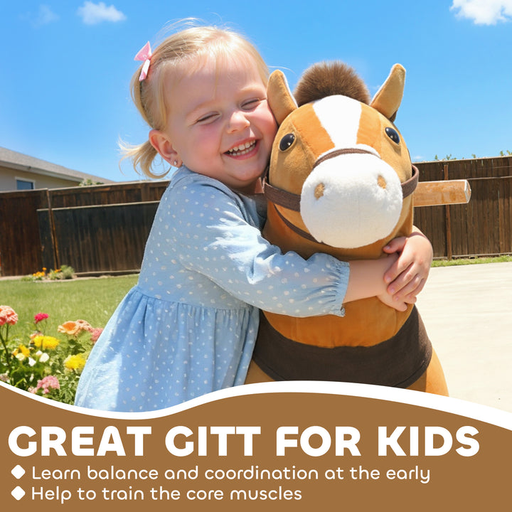 Ride On Horse, Plush Walking Horse Toy with Wheels and Saddle for Ages 3-5 Years Old