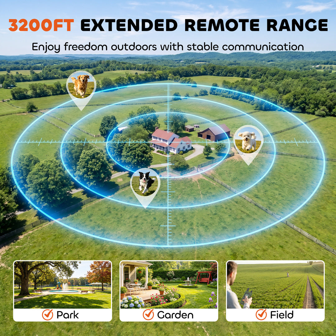 Dog Training Collar with 3200Ft Remote Range, Anti Barking Device with