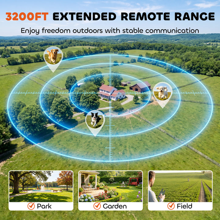 Dog Training Collar with 3200Ft Remote Range, Anti Barking Device with