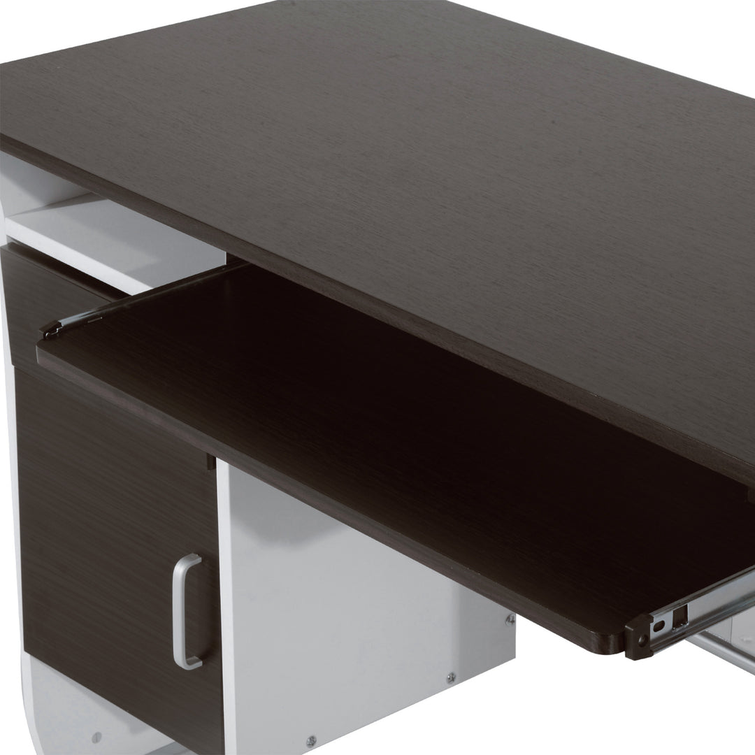 Computer Desk with Sliding Keyboard Tray, Storage Drawers and Host Box Shelf, Home Office Desk, Study Workstation, 100 x 52 x 75cm, Black Walnut