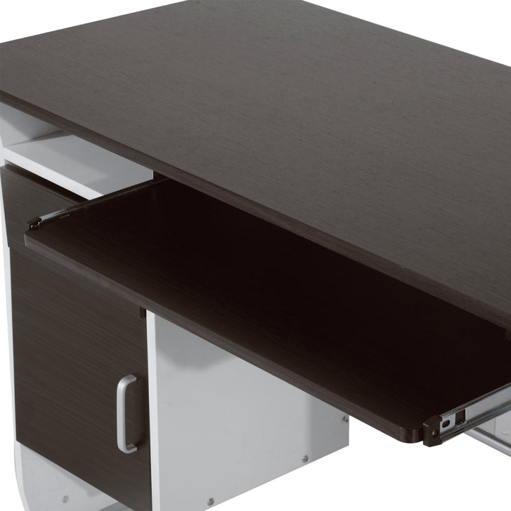 Computer Desk with Sliding Keyboard Tray, Storage Drawers and Host Box Shelf, Home Office Desk, Study Workstation, 100 x 52 x 75cm, Black Walnut