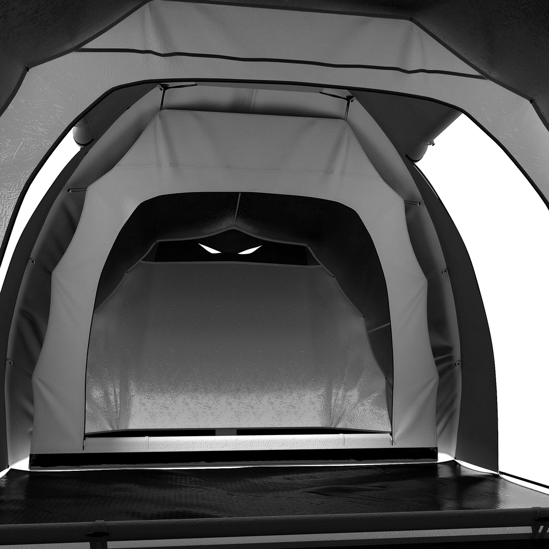 Four-Man Tunnel Tent, with Two Bedrooms and Living Room - Grey/Yellow
