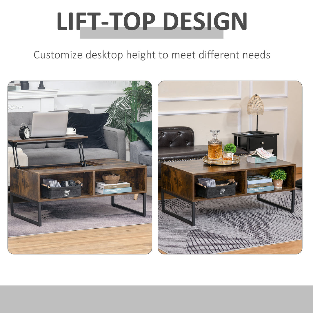 HOMCOM Extendable Coffee Table Lift Top Desk w/ Hidden Storage Compartment Drawer Metal Frame