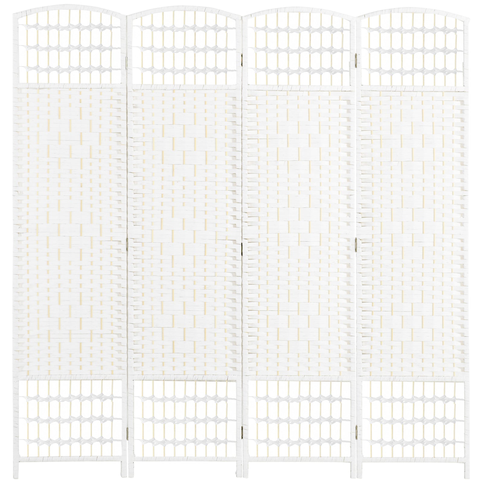 4 Panel Folding Room Divider, Privacy Screen, Freestanding Paravent Partition Separator for Living Room, Bedroom and Office, 160 x 170cm, White