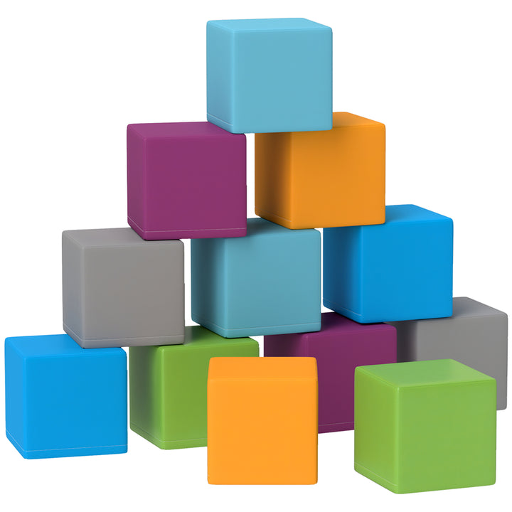 12 PCs Soft Play Blocks, Soft Foam Toy, Building and Stacking Blocks f
