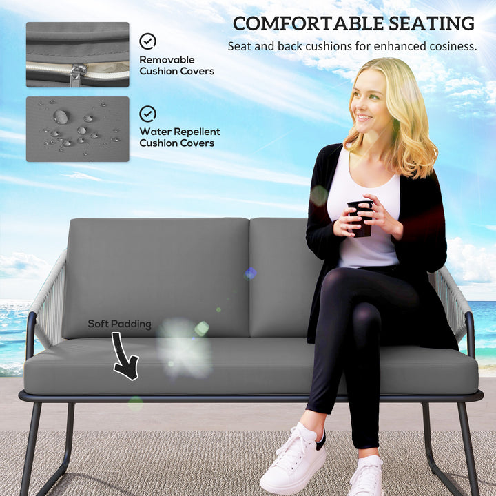 Four-Piece Rattan Strong Panel Outdoor Sofa Set - Grey
