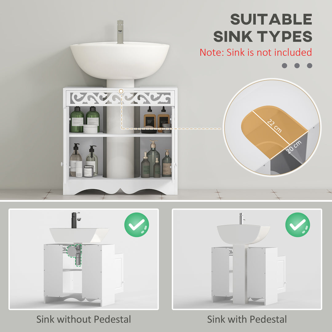 Bathroom Under Sink Storage Cabinet 2 Door Wooden Cupboard Vanity Units