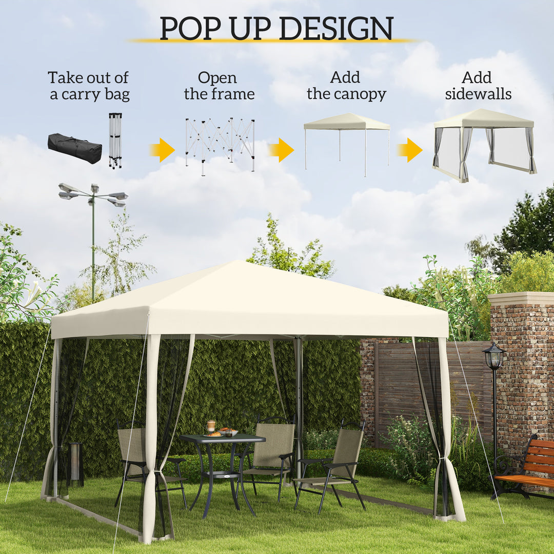 3 x 3(m) Pop Up Gazebo with 4 Mesh Sides and Carry Bag, Height Adjustable Party Canopy Tent, Portable Garden Outdoor