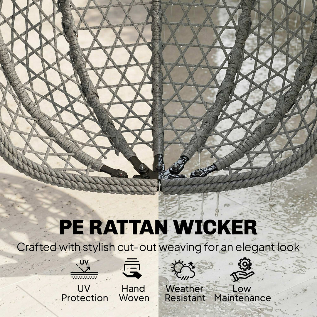Hanging Egg Chair, Indoor Outdoor Rattan Hammock Swing Chair with Stan