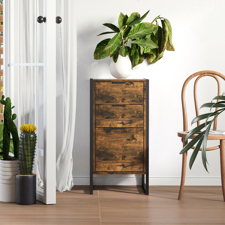 MCL Bedroom Chest of Drawers, Industrial 3-Drawer Dresser, Storage Drawers Unit with Metal Frame for Living Room, Rustic Brown